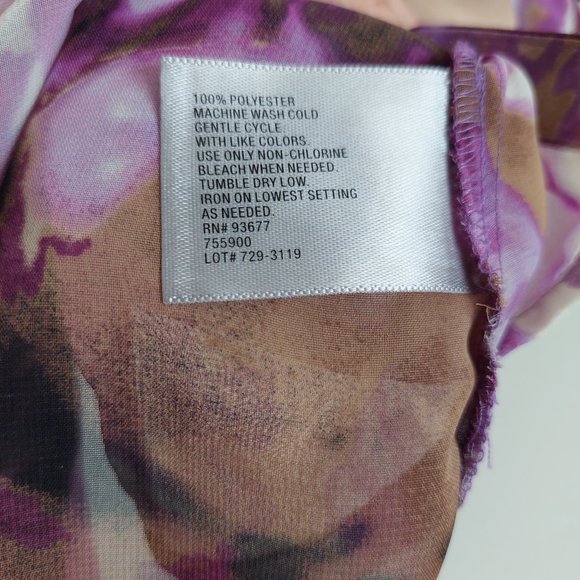 Worthington Semi Sheer Floral Blouse Plunge V-neck Ladies Fashion Tops, Size PM - Picture 7 of 7